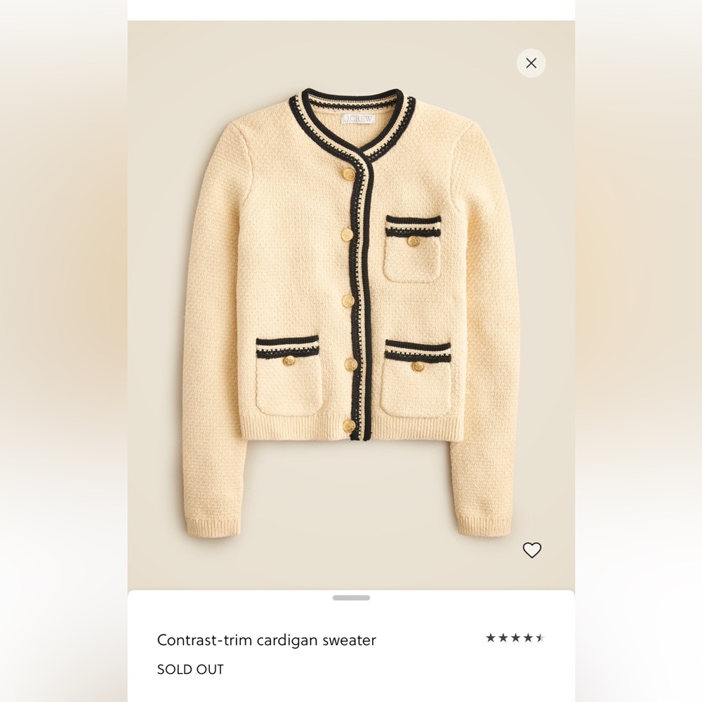 JCrew Contrast Cardigan Sz Small